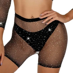 Hot Sale Short Pantyhose Shine Fishnet Tights Women Costumes Sexy Lingerie Female Glitter Bling Legging Short Bodystockings