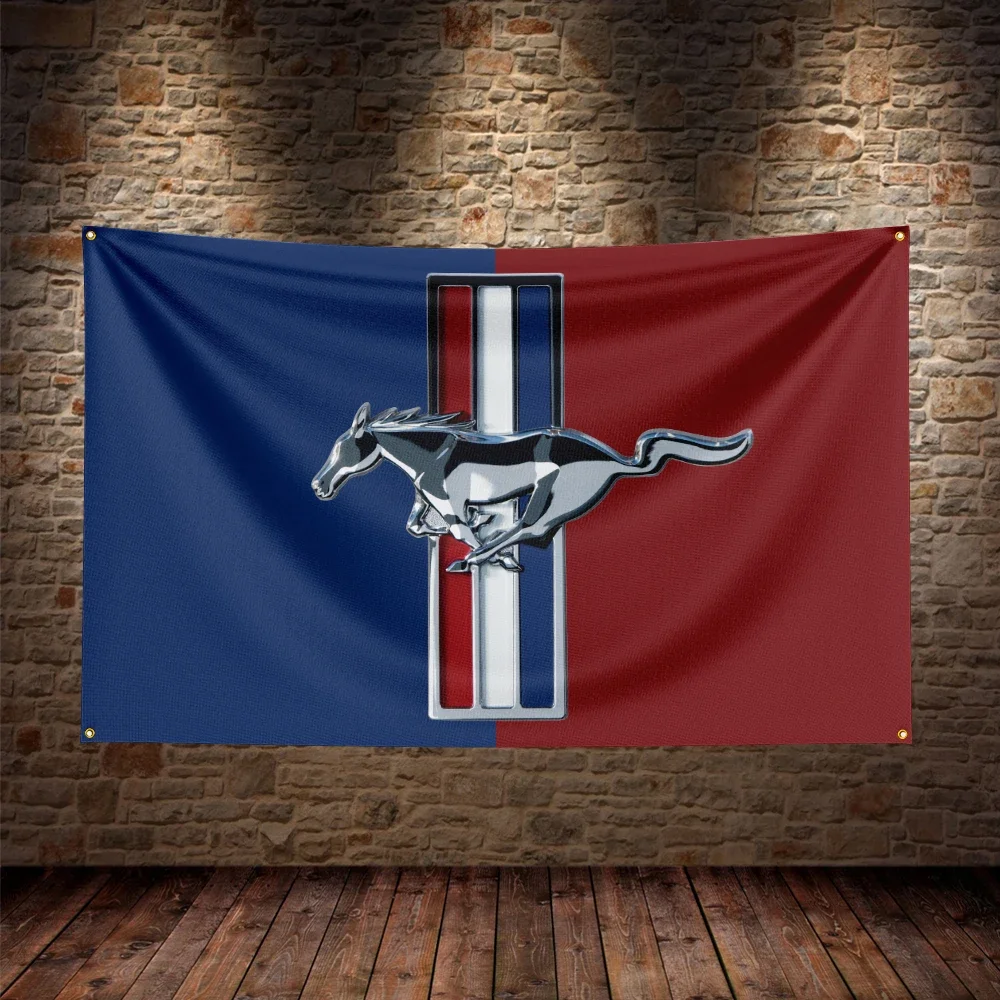 3X5Ft Mustangs Flag Polyester Printed Car Banner For Decor