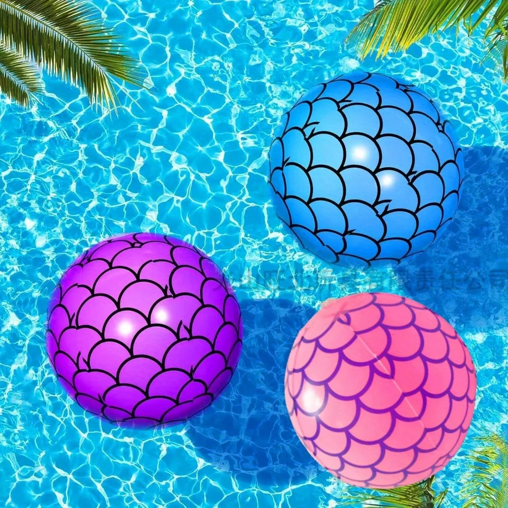 3 PCS Beach Balls, 6.3 Inch Inflatable Pool Balls Mermaid Party Decorations for Summer Beach Party three color :pink purple blue