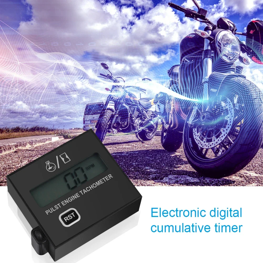 Digital Engine Tach Hour Meter Tachometer Gauge Inductive Waterproof For Chain Saw Mower 2/4 Stroke Gasoline Motorcycle Marine