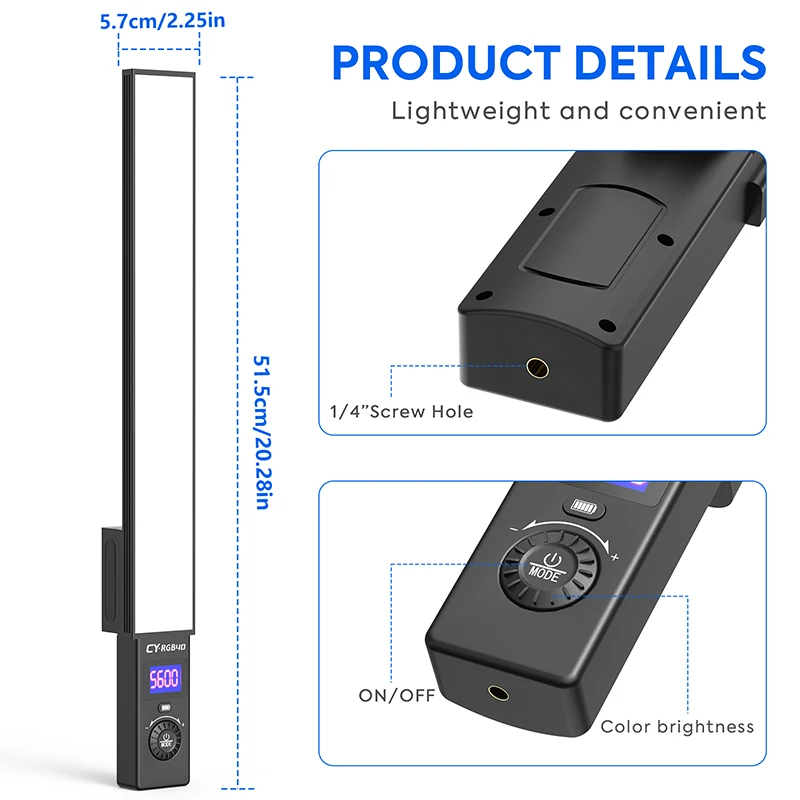 RGB การถ่ายภาพ Strip Light 28 สี 3200-5600K อุณหภูมิสี 6600 mAh แบตเตอรี่เติมวิดีโอ Wand Light Strip สําหรับถ่ายภาพสตูดิโอ