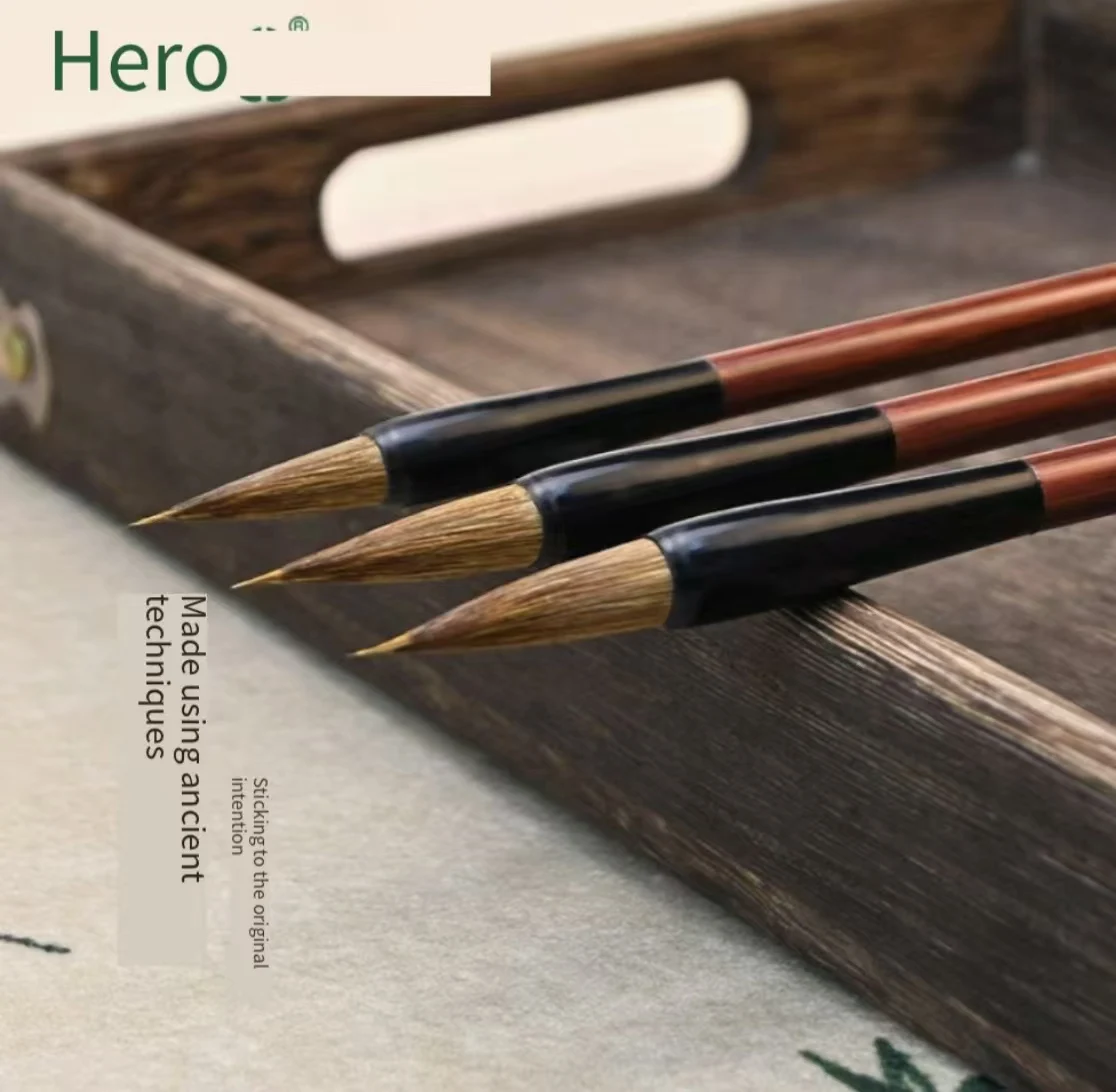 Hero 6620 Wolf Hair Calligraphy Brush Set, Large Medium Small Regular Script Writing Brushes, Chinese Calligraphy Brush