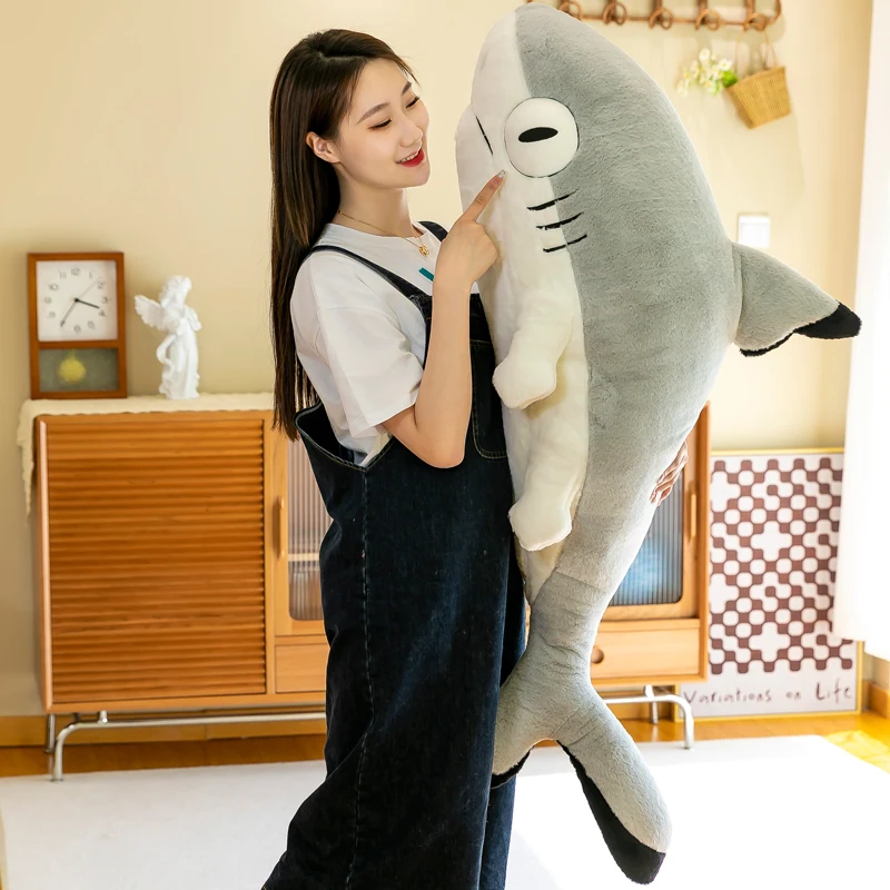 90cm Shark Pillow Bed Comforting Shark Cat Doll Sleeping Pillow Plush Toy Cute Large Doll Girls Gift