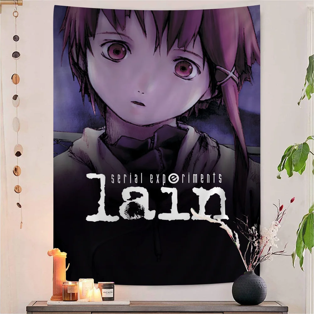 Serial Lain Anime Cartoon Tapestry Hippie Flower Wall Carpets Dorm Decor Art Home Decor