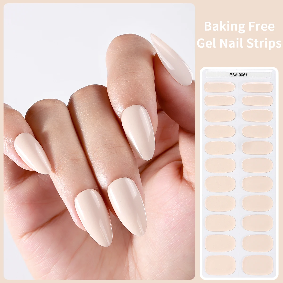 22Tips Champagne Color Gel Nail Stickers Simple Pink Purple Adhesive Nail Stickers for Women Manicure DIY Bake Free Nail Strips