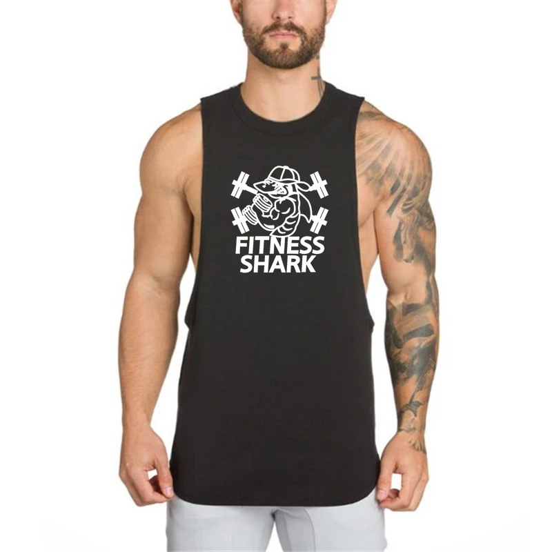 

Mens Bodybuilding Stringer Workout Singlets Summer Cotton Breathable Tops Gym Fitness Tank Tops Loose Sleeveless Muscle Shirts