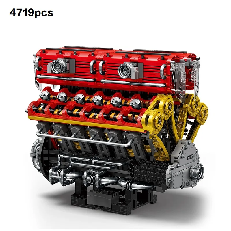 33017 4719 шт. MOC технические механические V12 двигатель строительные блоки сборка кирпичей модель DIY детские игрушки Рождественский подарочный набор