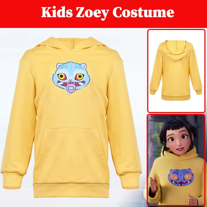 Sudaderas con capucha amarillas Zoey para niños, disfraz de cazador de demonios KPop, disfraz de fantasía para niñas pequeñas, suéter informal de dibujos animados, trajes de Halloween para niños