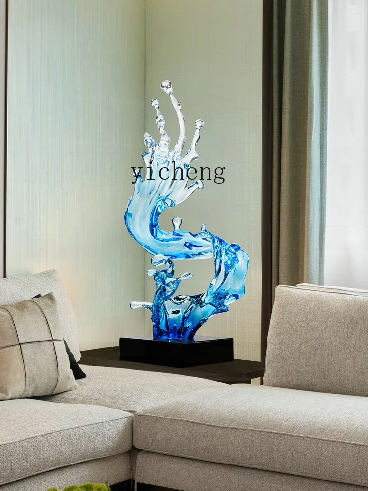 XL water wave sculpture TV cabinet next to the floor ornament high-end art decoration