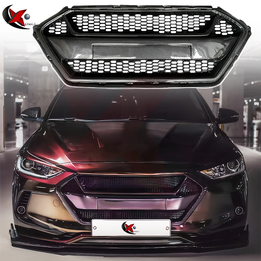 Suitable For Hyundai Elantra 2016-2018 Front Bumper Ghostface Shape Intake Grille ABS Material Grille Body Kit