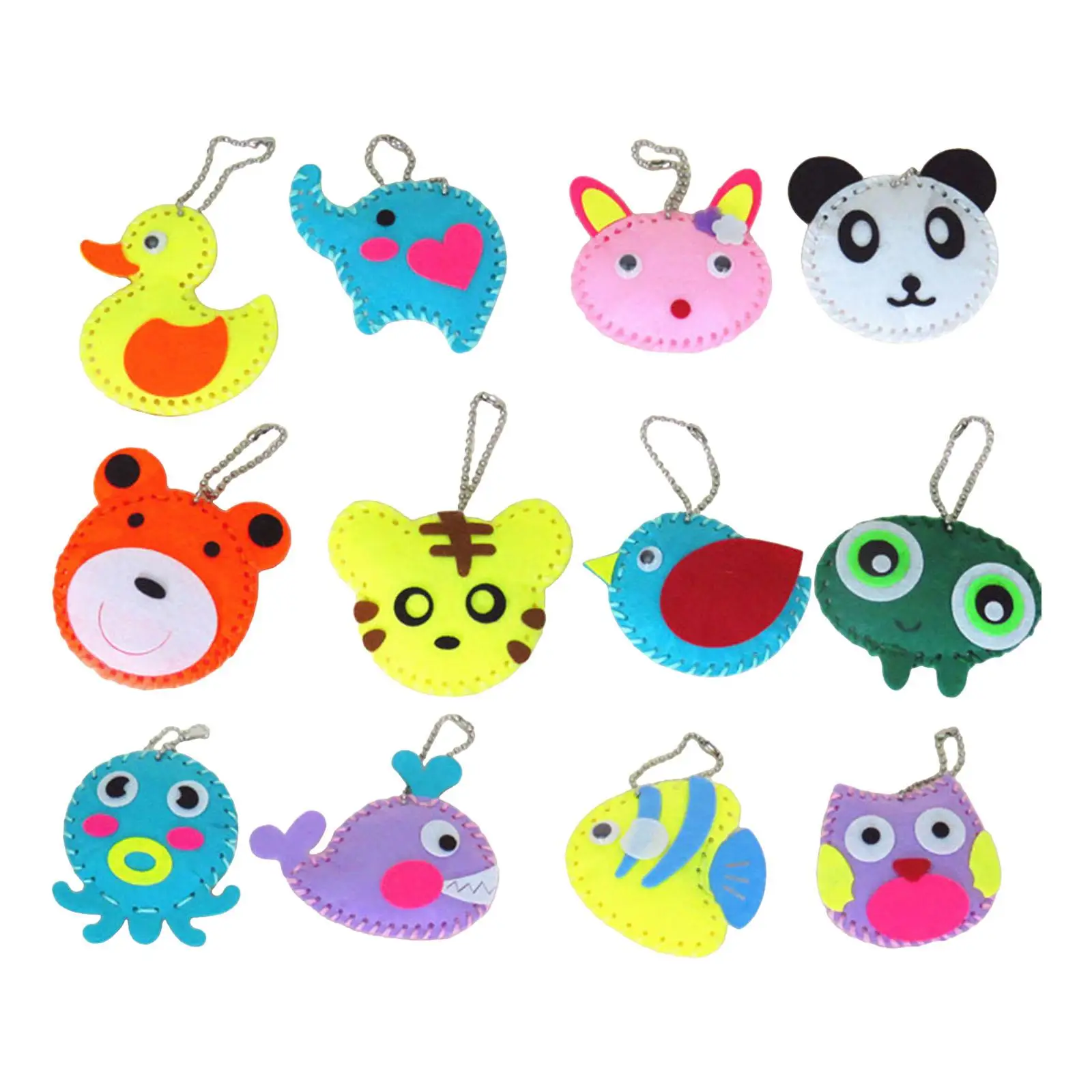 

12Pcs Cartoon Animals Kids Sewing Kit Educational Toys for Birthday Holidays