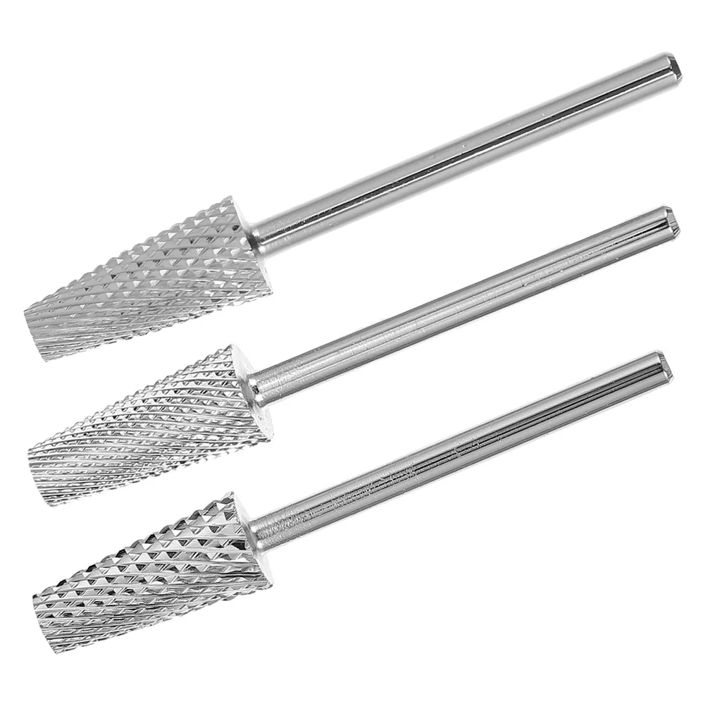 3Pcs Nail Drill Bits Cone Shape Safety Grinding Polishing Heads Light Weight Portable for Home Nail Salon Drill Bit Set
