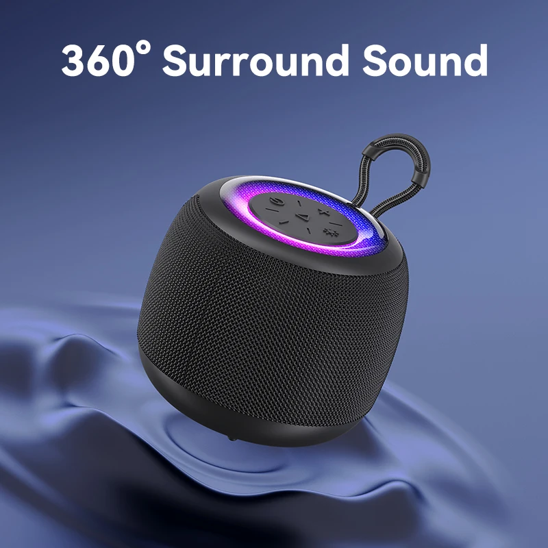 USAMS Mini Portable Bluetooth Speaker 5.3 TWS Dazzling Breathing Lighting LED Sound Box For Outdoor Sports Computer Pc Speakers