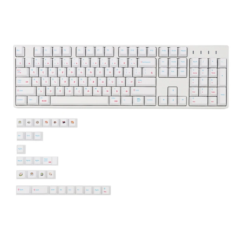 132 Keys Dye Sublimation Cherry DYE-Sub Japanese PBT White Keycap Sushi