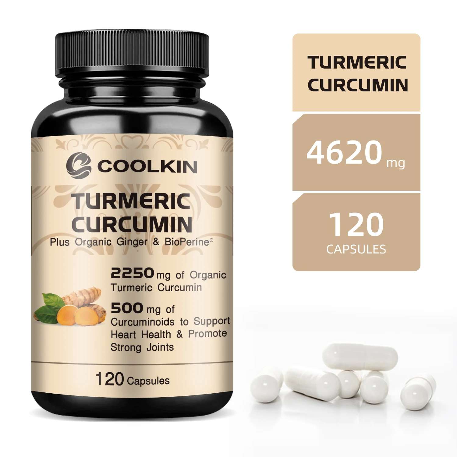 

Turmeric Curcumin - with Ginger,Black Pepper - for Optimal Absorption, Joint & Healthy Inflammation Support