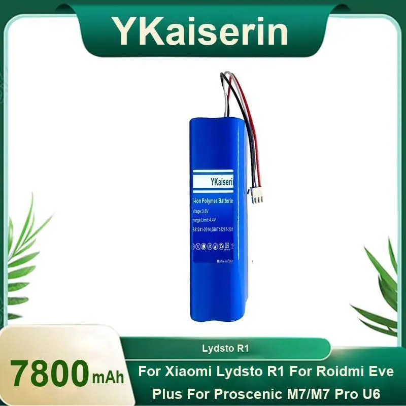 

YKaiserin Battery 7800mAh for XiaoMi Lydsto R1 Viomi S9 for Roidmi Eve Plus Rechargeable Li-ion Robot Vacuum Cleaner R1 Battery