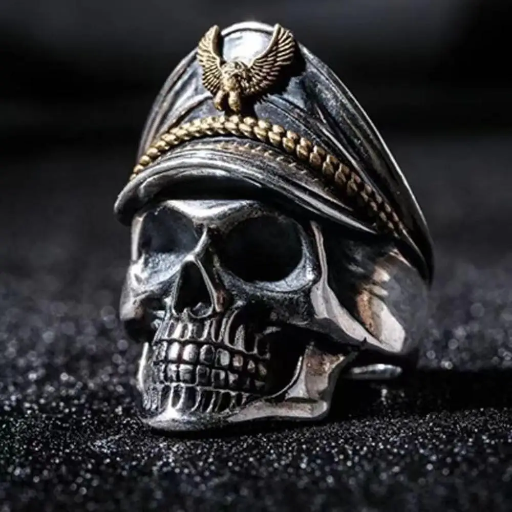 Vintage Ghost Pirate Skull Rings Men's Fashion Exquisite Personality Hip Hop Street Exaggerated Jewelry