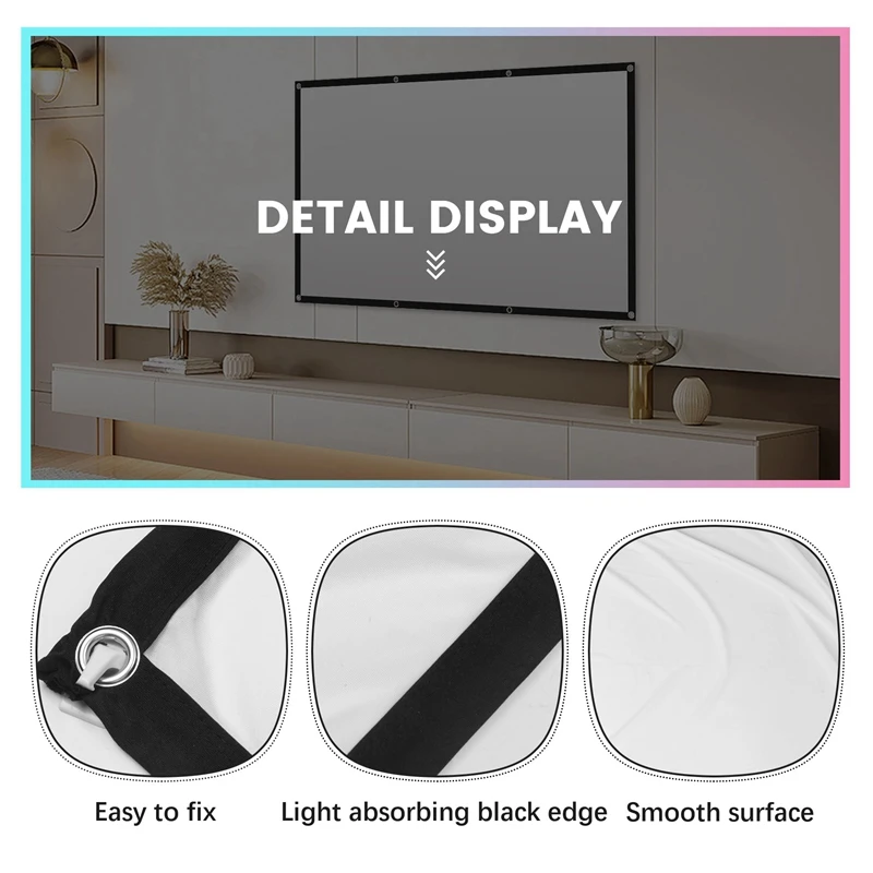 Projector Screen For Home Theater HD White Foldable Anti-Crease