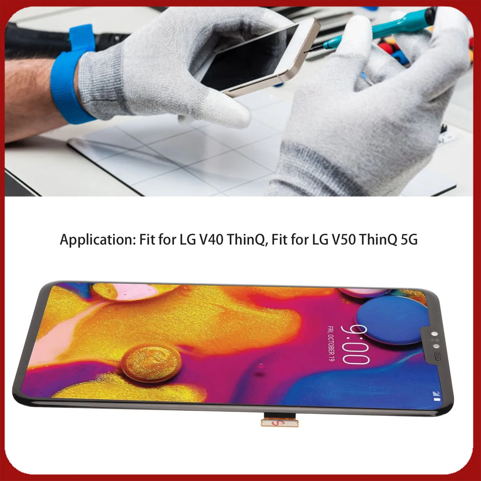 

Дигитайзер в сборе, 6,4-дюймовый светодиодный ЖК-дисплей, сменный преобразователь сенсорного экрана в сборе, чувствительный к царапинам для LG V50 ThinQ 5G