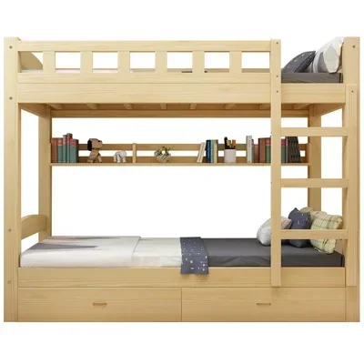 Double decker beds on top and bottom, solid wood beds in school student staff dormitories, cypress wood mother beds, pine wood