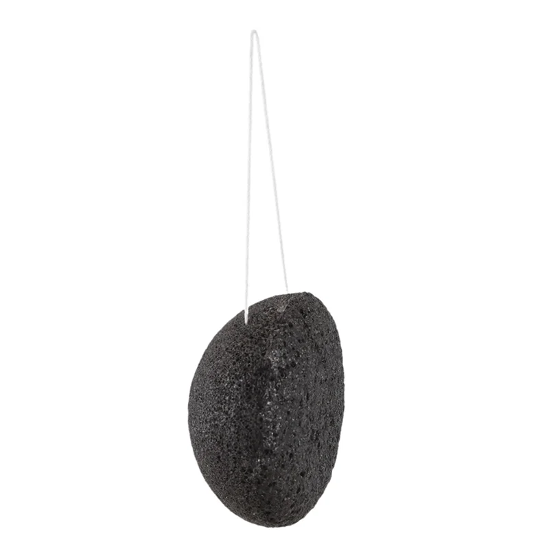 ABLJ 2X Konjac Konnyaku Jelly Fiber Gesichts-Make-up-Waschpad Reinigungsschwamm Puff Peeling-Schwarz