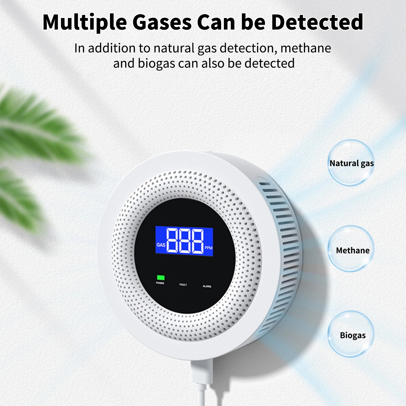 WiFi Gas Leak Alarm Household Smart Gas Detector Combustible Gas Leakage Detecting Sensor for Natural Gas Biogas Methane