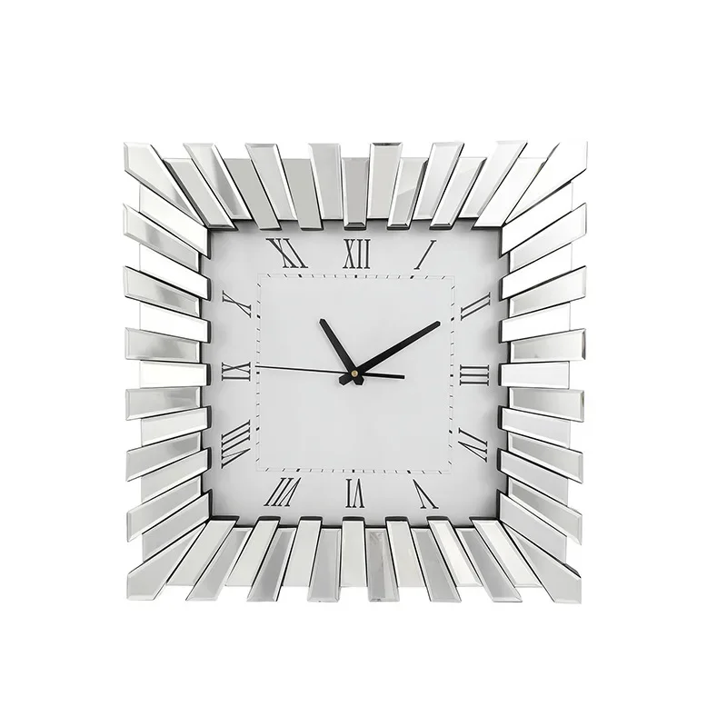 Diamond Silver 3D Wall Clock Modern Design Luxury Crystal Big Size Mirror Clocks Wall Home Decor Living Room Decoration Gift