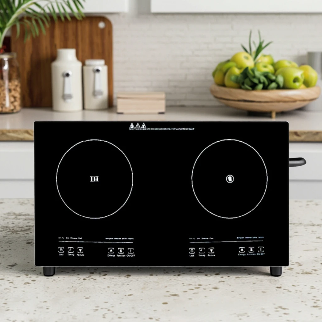 Built-in Double Burner Induction Cooker with Hotpot Function-2200W Touch Control for Home Hotel & Restaurant Use
