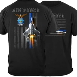 ハクトウワシ山とシールドアメリカの国旗ジェット戦闘機米空軍tシャツ。メンズ半袖コットンTシャツ,ラウンドネック,新品