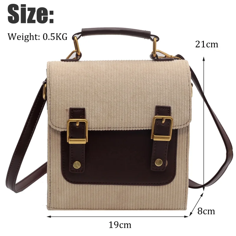 Vintage Small Corduroy Woman Backpacks New Female Fashion Backpack Travel Shoulder Bag Mochilas Crossbody Bags for Teenage Girls