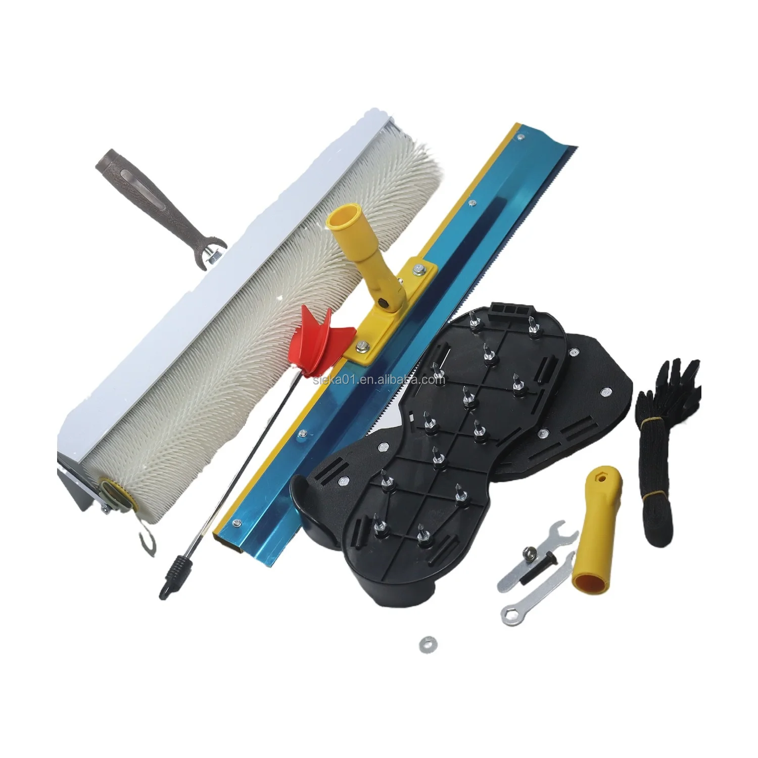 Self-Levelling Kit Epoxy Floor Paint Tool Cement Floor Construction Tools with Spike Shoes Roller Notched Squeegee 3mm and Pole