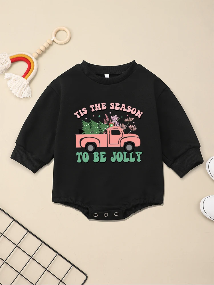 Tis The Season To Be Jolly Baby Bodysuits Long Sleeve Black Home Newborn Boy Girl Clothes Merry Christmas Infant Onesies Gift