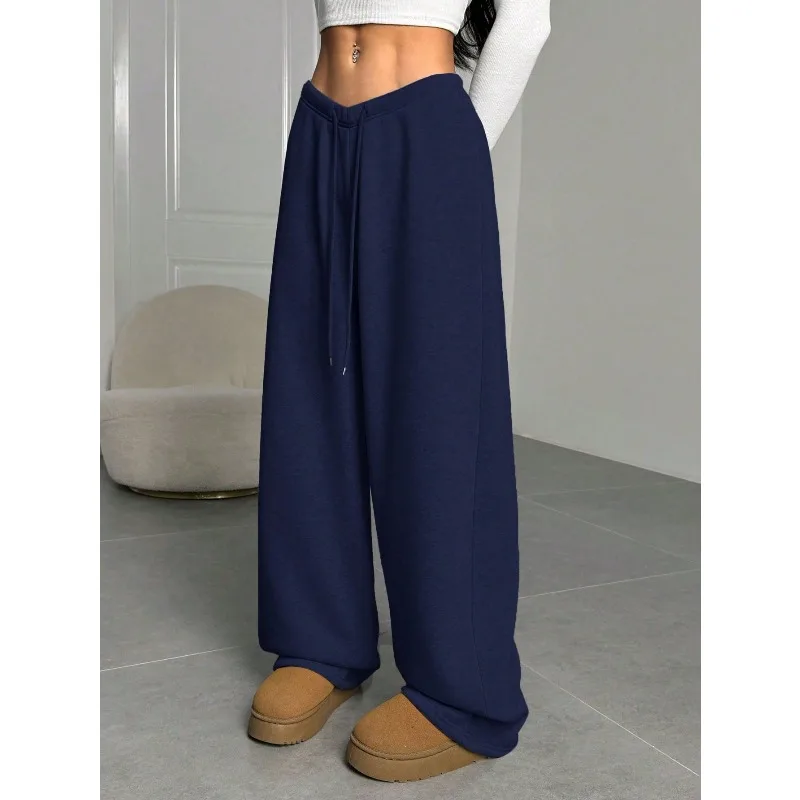 Pantalon de survêtement décontracté pour femmes, ample, couleur unie, cordon de serrage à la taille, tenue pour enseignant de remise de diplôme, pantalon ample pour la rentrée scolaire