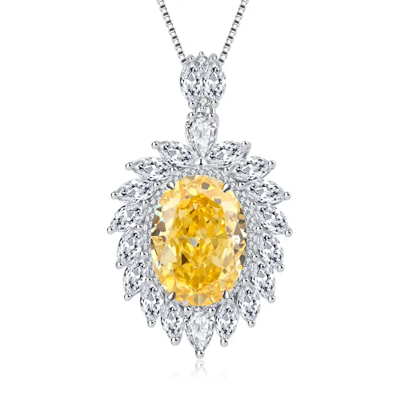 

New S925 Silver High Carbon Diamond Pigeon Egg Pendant Necklace Heavy Industry Luxury Diamond Wedding Jewelry Wholesale