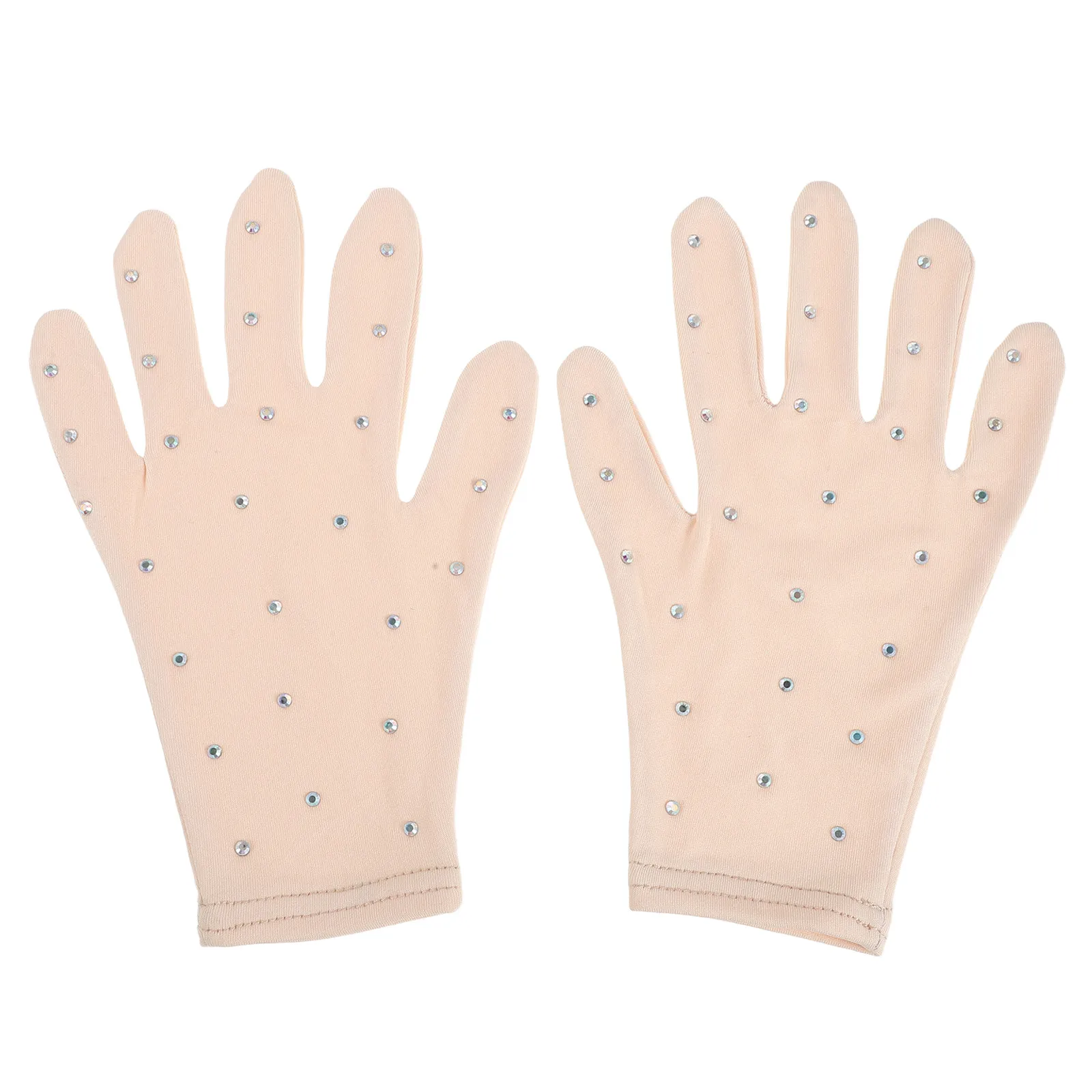 1Pair Ice Skating Gloves with Rhinestone Design for Girls - Thermal Comfortable Gloves for Young Skaters - Ages 10-13 Figure