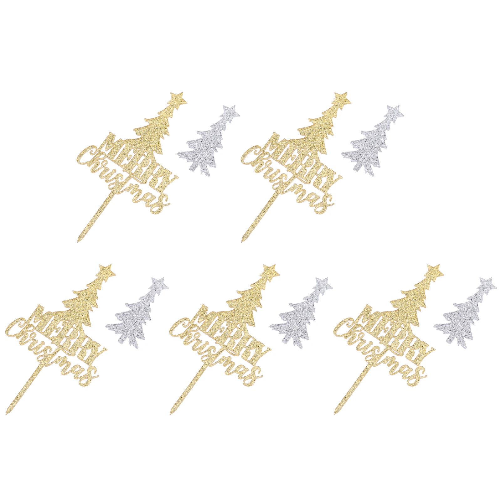 

5 Pcs Christmas Decorations Card Acrylic Cake Topper Fruit Toppers Golden Birthday