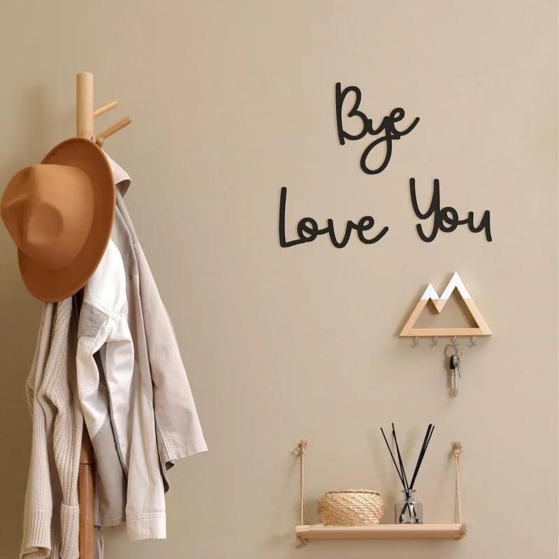 Bohemian Wooden Signage Home Decoration Letter Background Wall LOV E YOU BYE Wall Decoration Room Decoration