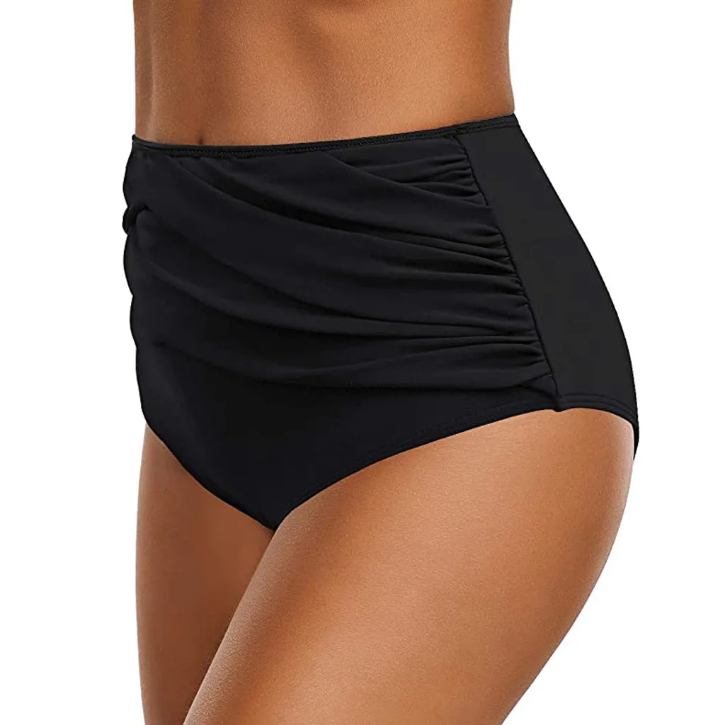 Women\'s Swimwear Bikini Bottom High Waisted Swim Trunks Summer Fashion Pleated Swim Shorts Simple Solid Colour Beach Swimwear