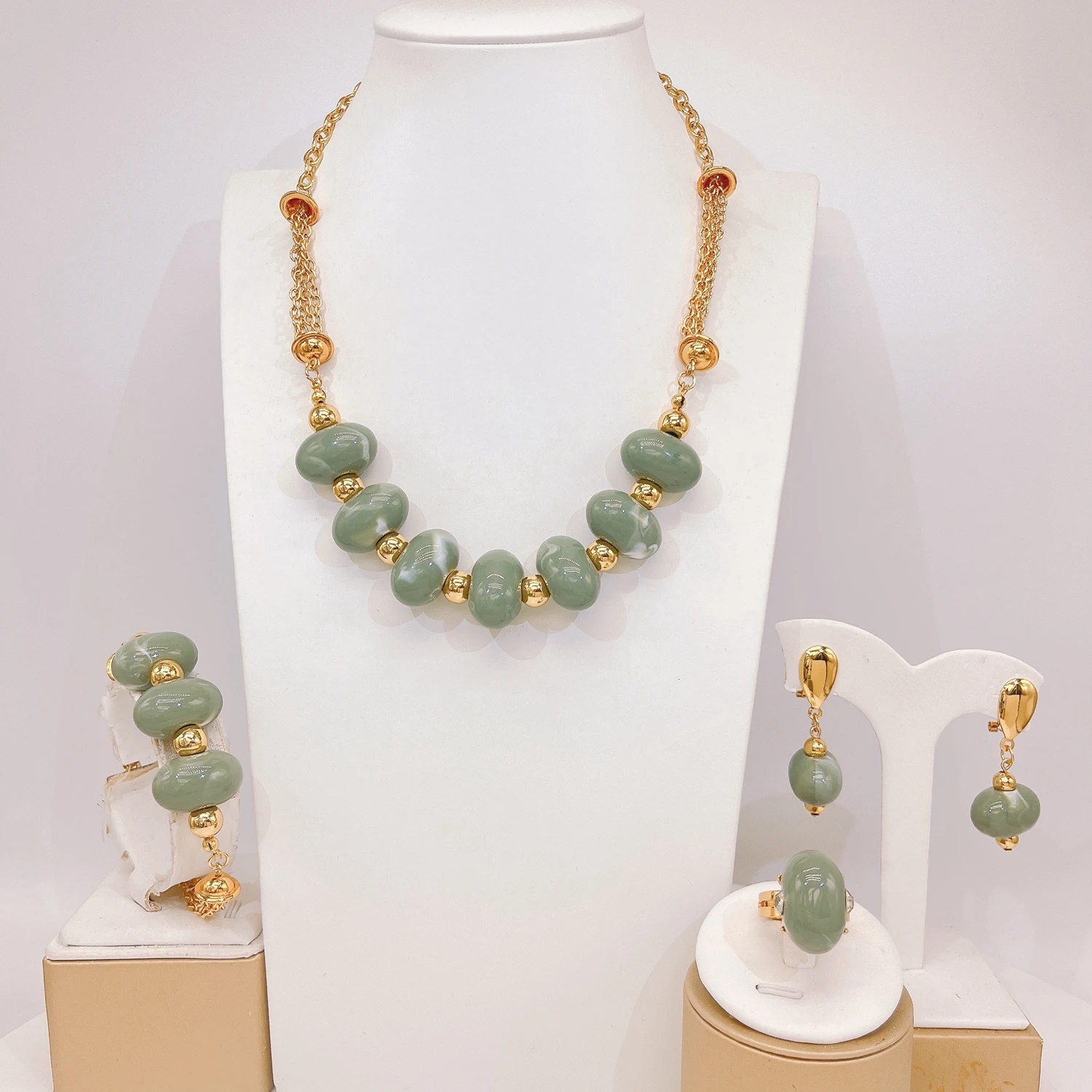 

Богемный нефритовый комплект ювелирных изделий, персонализированные модные женские аксессуары высокого качества для праздничных путешествий