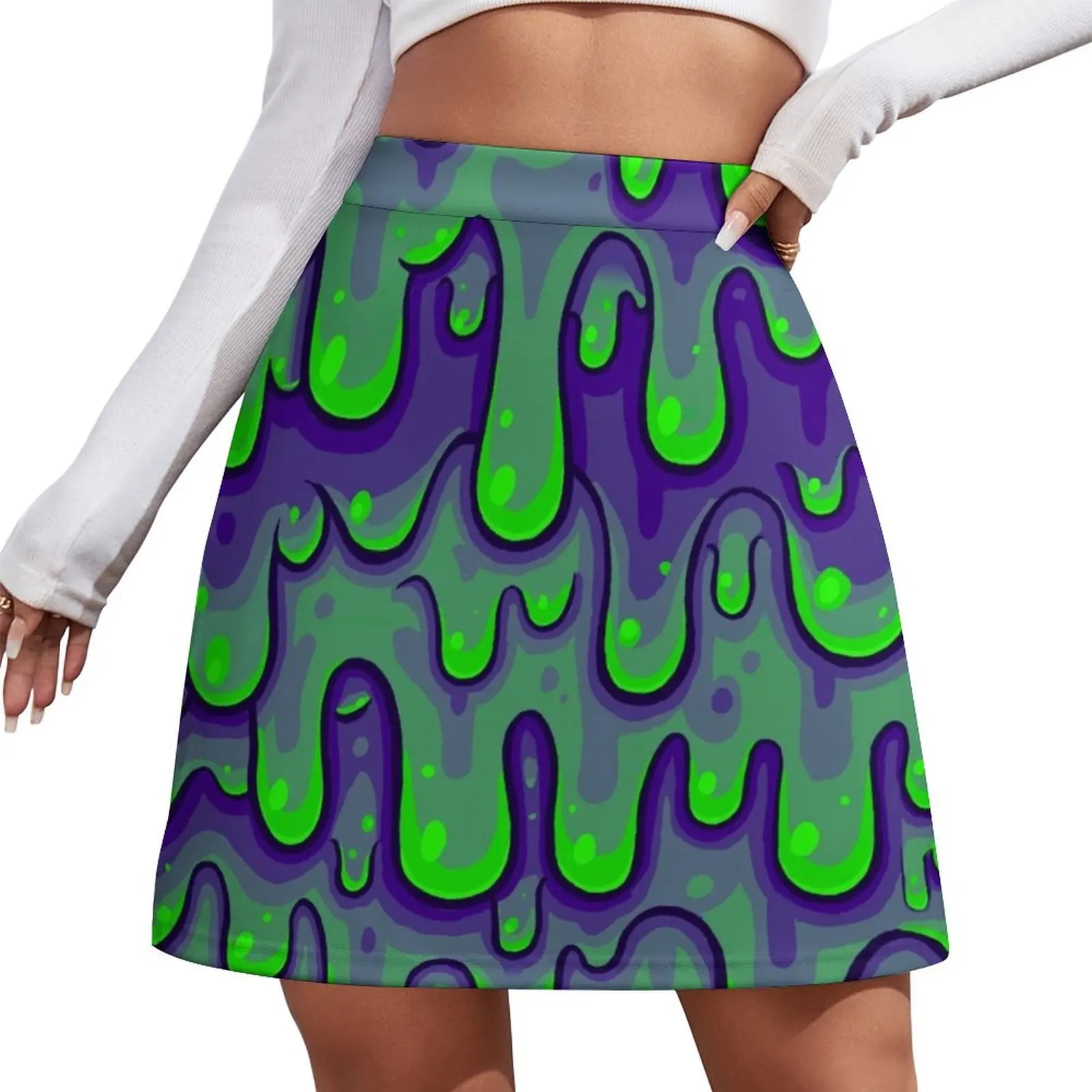 

Green Slime Pattern Mini Skirt sexy short mini skirts Summer dress fashion korean clothing Miniskirt