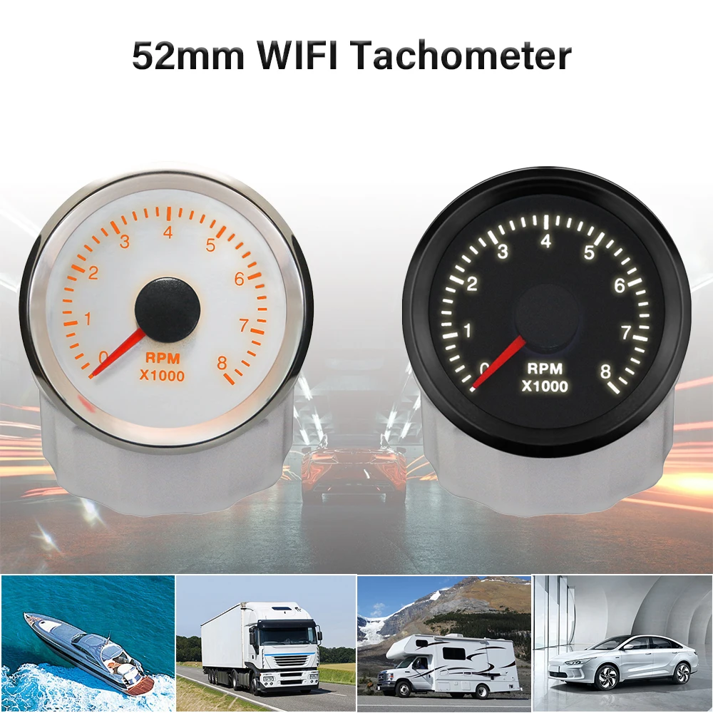 

ELING WIFI Tachometer 0-4000RPM 0-8000RPM 52mm 2inch Tacho Gauge for Motorbike Motorcycle Car Boat