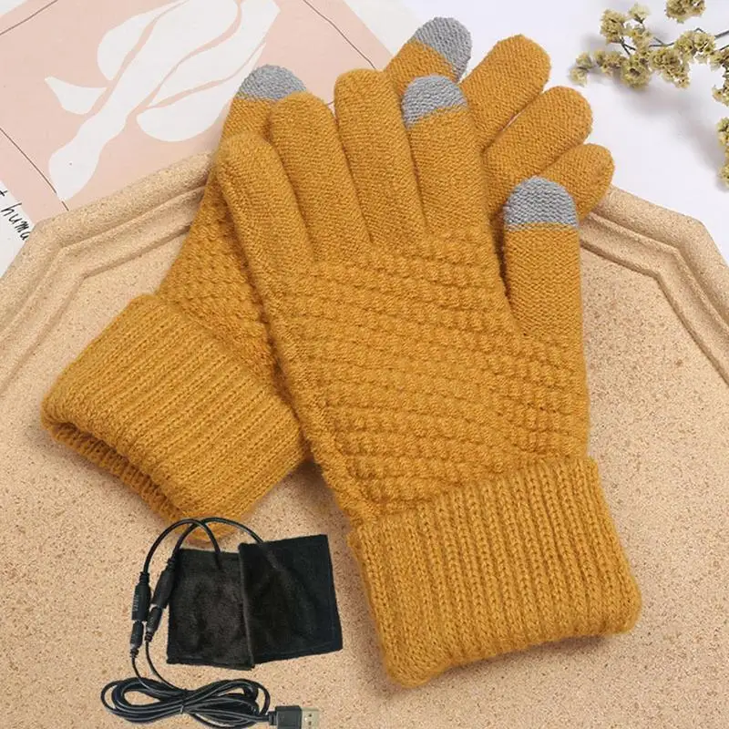 Heated Gloves Winter Thermal Warm Gloves With Built In Heating Sheet USB Touchscreen Soft Winter Work Gloves For Men Women