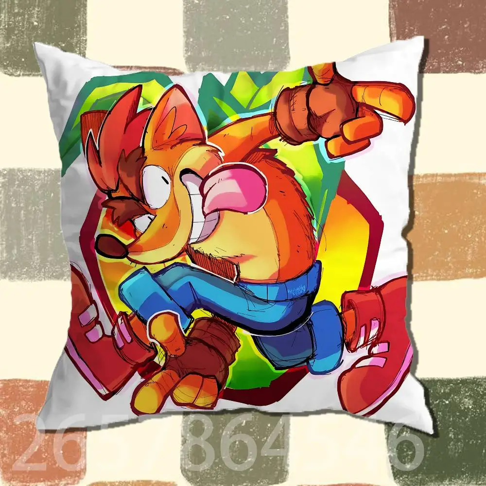 Cute C-Crash  Bandicoot Pillow Case For Room Sofa Cushion Cover Suitable For Home Bedroom Decoration And Protector