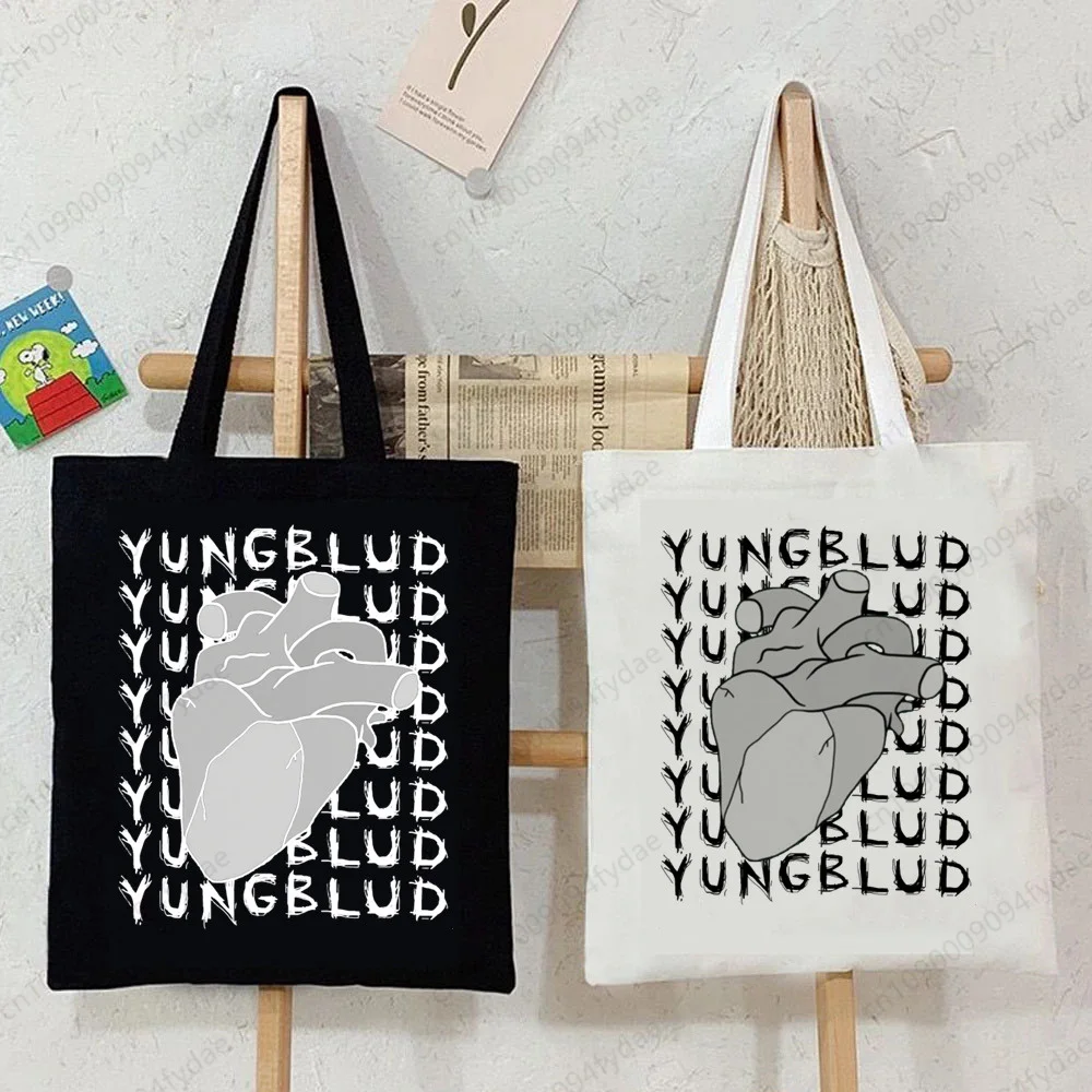 Yungblud Unisex Handbags Custom Canvas Tote Bag Print Daily Use Reusable Travel Casual Shopping Bag