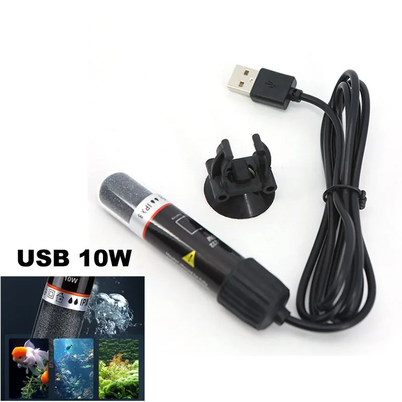 5V 10W USB Mini Aquarium heating rod Small Fish Tank 26°C Constant Temperature Aquarium Heater Submersible Thermostat Heater T