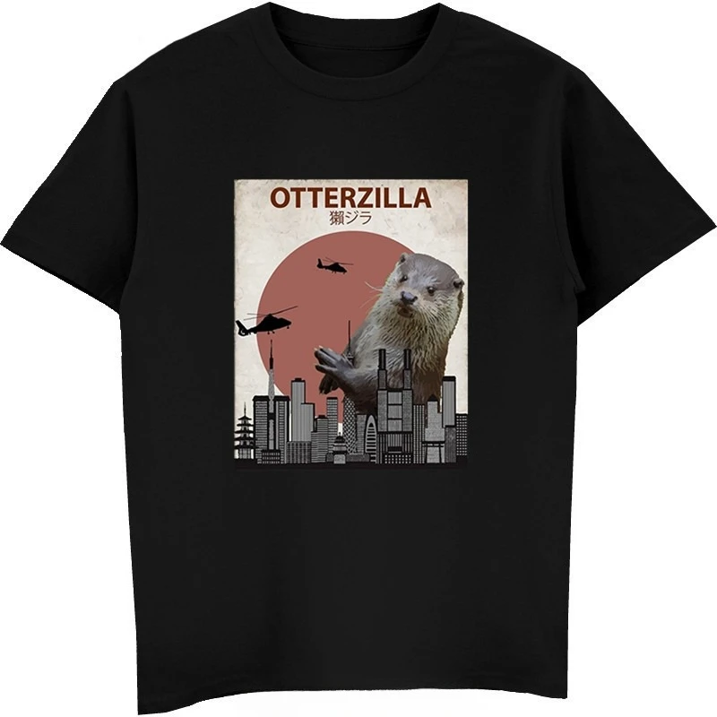 Otterzilla Shirt Vintage Washed Unisex Oversized Streetwear Soft Summer Cotton Short Sleeve Tee Gift Clothing Tops 2026 Hot Sale