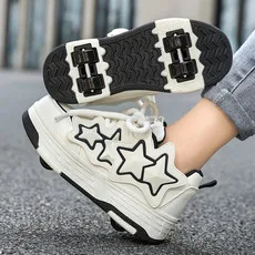 

Дышащие прогулочные туфли на шнуровке для девочек, новинка 2024, двухколесные выдвижные спортивные роликовые коньки для студенток на открытом воздухе