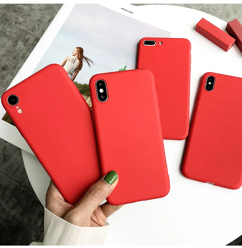 حافظة لهاتف آيفون 12 13 11 Pro XS Max XR X 8 7 6S 6 Plus SE 2020 حافظة من السيليكون بلون سادة غطاء خلفي ناعم من البولي يوريثان