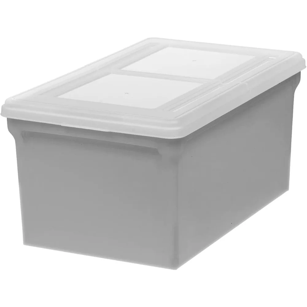 

Wing-Lid Latter Size File Organizer Box, Gray with Clear Lid, Pack of 4