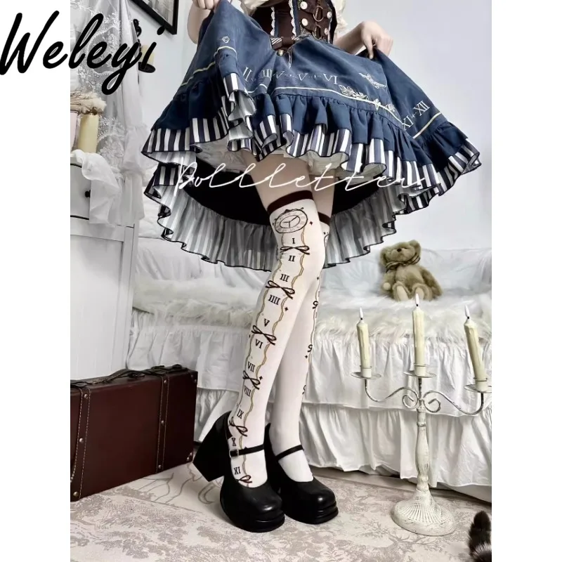 

Jirai Kei Lolita Kawaii Cotton Long Stockings American Fashion Womans Clothing Autumn and Winter Cute Versatile Knee High Socks